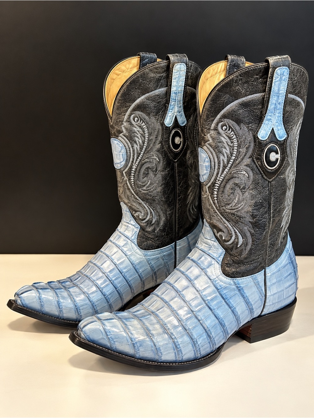 Cuadra Men’s 11 Blue Caiman Exotic Leather Cowboy Western Boots MBC 910626-GLO
